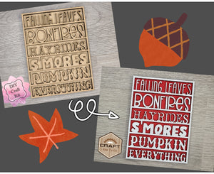 Fall Wording | Fall Crafts | Fall Decor | DIY Craft Kits | Paint Party Supplies | #2957