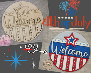 4th of July Welcome Sign | Patriotic Decor | Summer Crafts | DIY Craft Kits | Paint Party Supplies | #3155