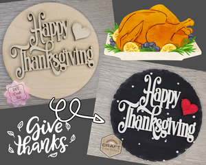 Happy Thanksgiving Round | Fall Crafts | DIY Craft Kits | Paint Party Supplies | #3642