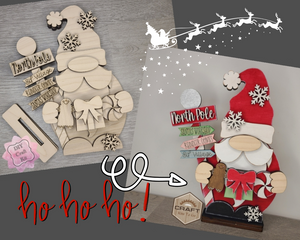 Santa Gnome | Shelf Sitter | Holiday Gnome | Christmas Crafts | DIY Craft Kits | Paint Party Supplies | #30026