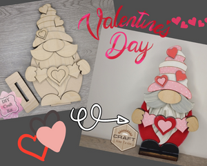 Valentine's Day Gnome | Shelf Sitter | Valentine Crafts | DIY Craft Kits | Paint Party Supplies | #30013