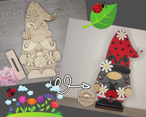 Ladybug Gnome | Shelf Sitter | Spring Crafts | Summer Crafts | DIY Craft Kits | Paint Party Supplies | #30035