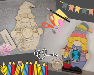 Teacher Gnome -GIRL- | Class Decor | Teacher Gift | Shelf Sitter | DIY Craft Kits | Paint Party Supplies | #30027