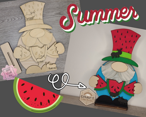 Watermelon Gnome | Shelf Sitter | Summer Gnome | Summer Crafts | DIY Craft Kits | Paint Party Supplies | #300029