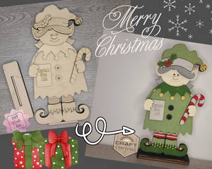 Christmas Elf Freestanding Gnome Christmas Gnome Shelf Sitter DIY Craft Kit Paint Party Kit #30038