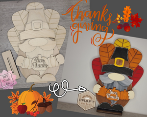 Thanksgiving Gnome | Shelf Sitter | Thanksgiving Decor | DIY Craft Kits | Paint Party Supplies | #300012