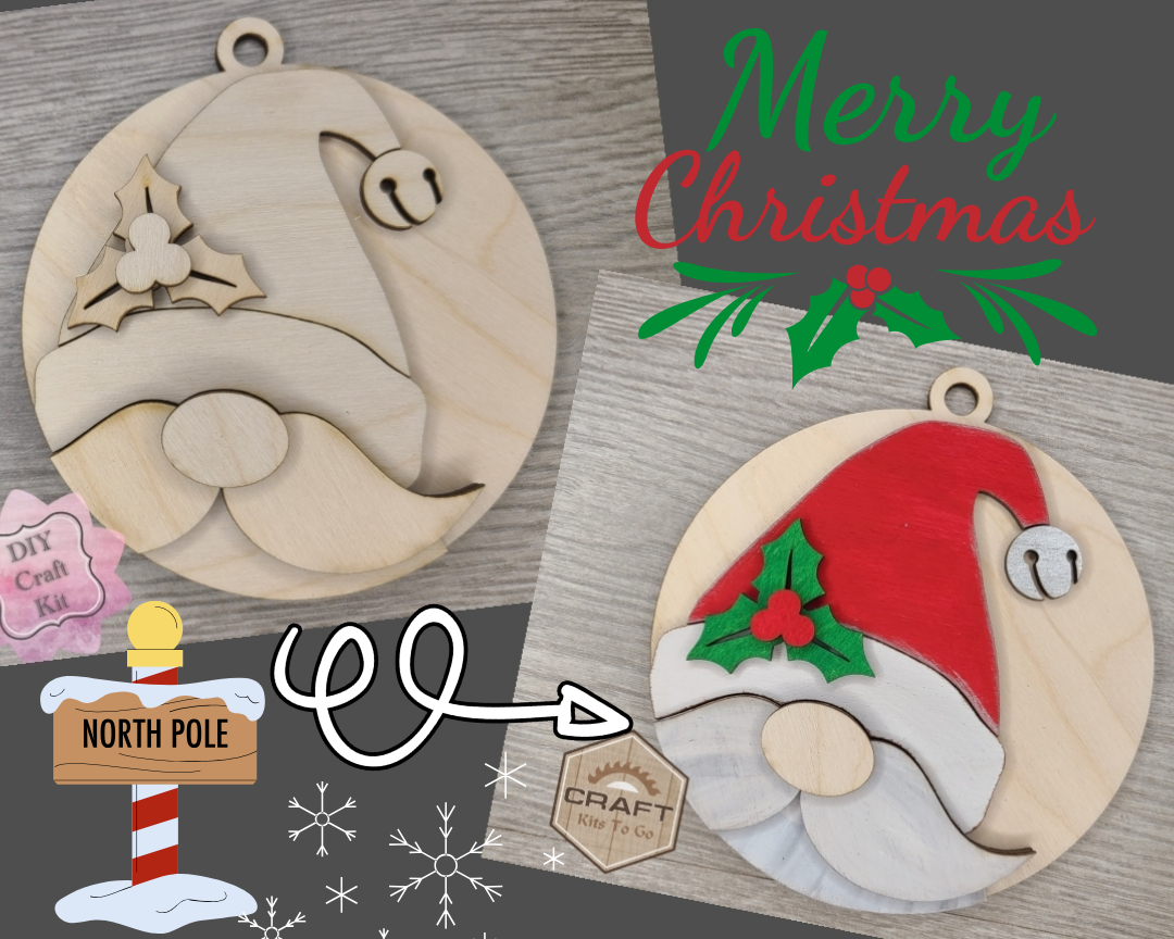Santa Gnome Ornament | #3490