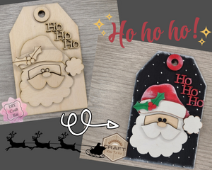 Santa Tag | HOHOHO | Christmas Tag | Christmas Crafts | Holiday Activities | DIY Craft Kits | Paint Party Supplies | #3398