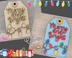 Merry & Bright Tag | Christmas Tag | Christmas Crafts | Holiday Activities | DIY Craft Kits | Paint Party Supplies | #3054