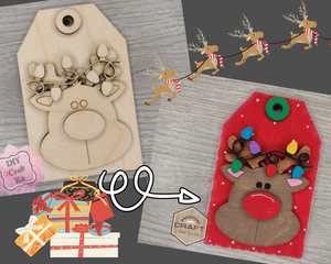 Reindeer Tag | Christmas Tag | Rudolph | Christmas Crafts | Holiday Activities | DIY Craft Kits | Paint Party Supplies | #3439