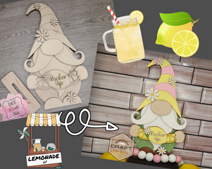 Lemonade Gnome | Shelf Sitter | Summer Gnome | Summer Decor | Gnomes | DIY Craft Kits | Paint Party Supplies | #30007