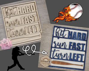 Hit Hard Sign | Home Sweet Home Sign | Baseball Sign | Baseball Crafts | Sports Sign | DIY Craft Kits | Paint Party Supplies | #2751