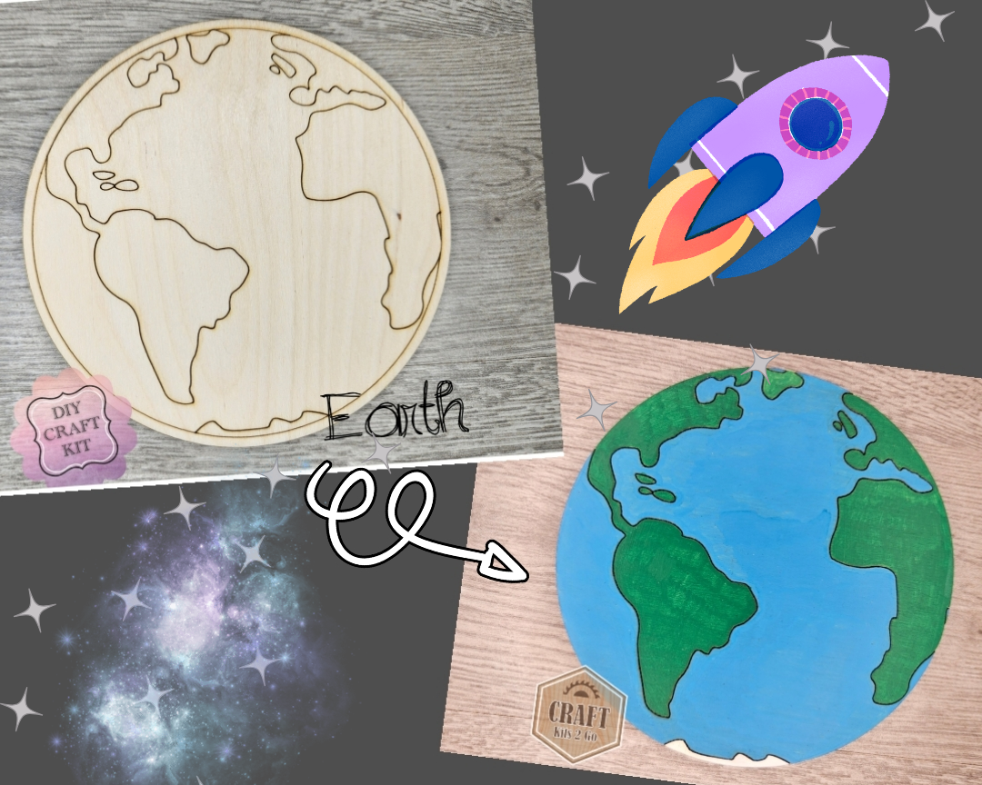Earth Cutout | Space | Outer Space | Kids Crafts | Wood Shape Cutout | #2226 - Multiple Sizes Available - Unfinished Wood Cutout Shapes