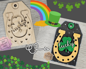 Lucky Horseshoe Tag | ST. Patrick's Day Crafts | Gift Tags | DIY Craft Kits | Paint Party Supplies | #4020