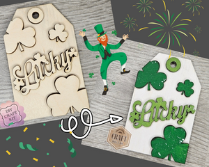 Lucky Shamrock Tag | ST. Patrick's Day Crafts | Gift Tags | DIY Craft Kits | Paint Party Supplies | #4017