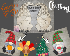 Reversable Gnomes | Double Sided Gnome | Thanksgiving Gnome | Christmas Gnome | DIY Craft Kits | Paint Party Supplies | #3384