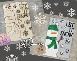 Let it Snow | Snowman Decor | Winter Crafts | Winter Sign | Christmas Crafts | DIY Craft Kits | Paint Party Supplies | #4045
