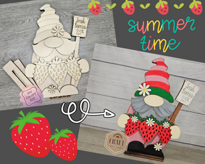 Strawberry Gnome | Summer Crafts | Summer Gnome | Shelf Sitter | DIY Craft Kits | Paint Party Supplies | #30017