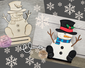 Snowman Shelf Sitter | Snowman Decor | Winter Crafts | Winter Sign | Christmas Crafts | DIY Craft Kits | Paint Party Supplies | #4013