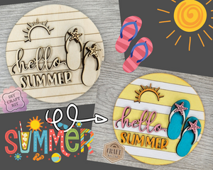 Hello Summer Sign | Summertime | Summer Crafts | DIY Craft Kits | Paint Party Supplies | #3934