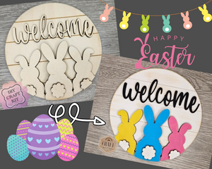 Easter Bunny Welcome Sign | DIY Easter Crafts | Easter Decor | DIY Craft Kits | DIY Paint Party kit | #4157