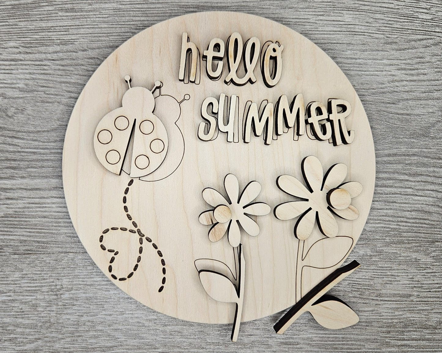 ** SHOW OVERSTOCK SALE** 10 inch Hello Summer Lady bug Sign | #4246