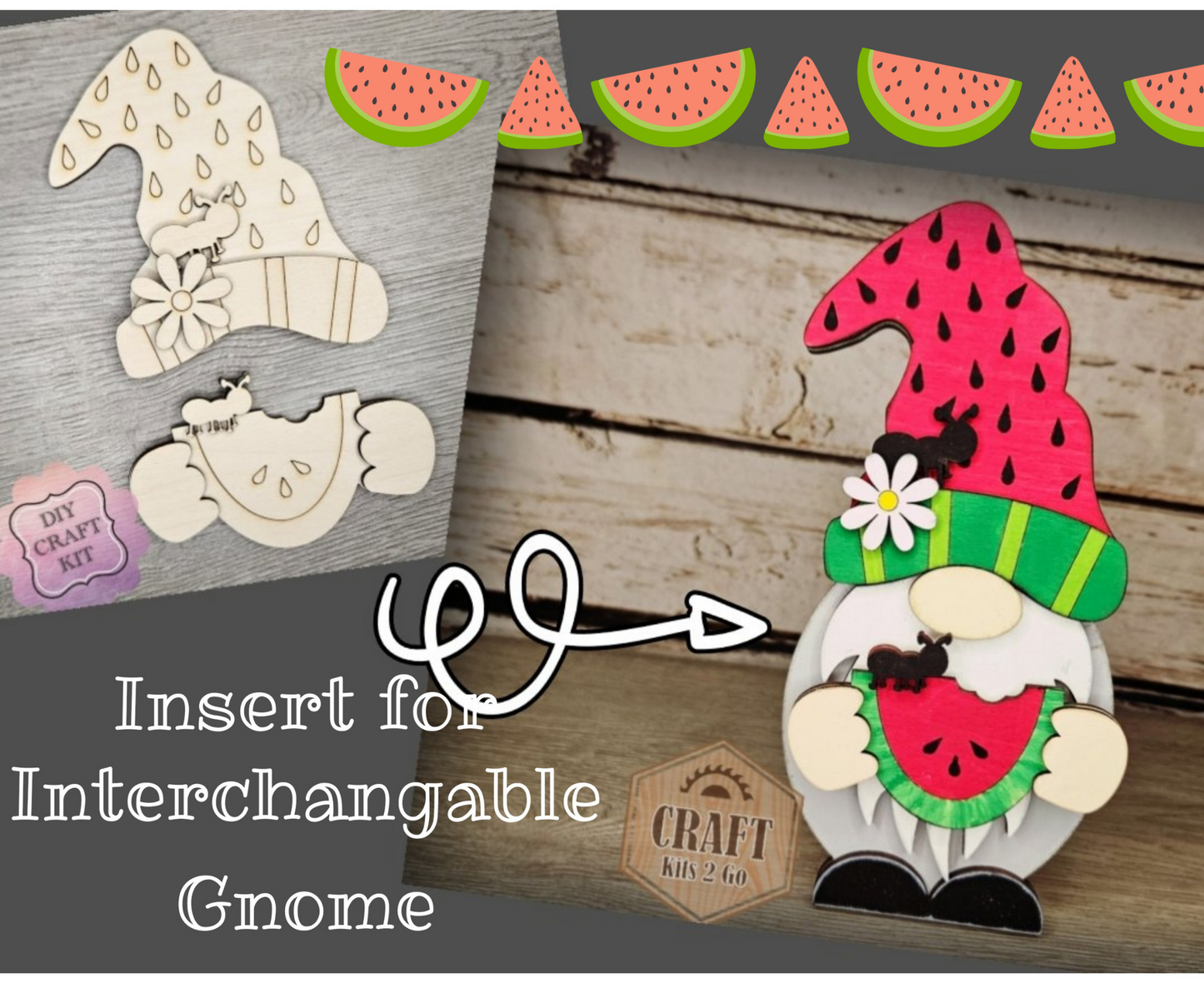 Interchangeable Gnome | BOY SUMMER Watermelon TOPPER | #200002-14