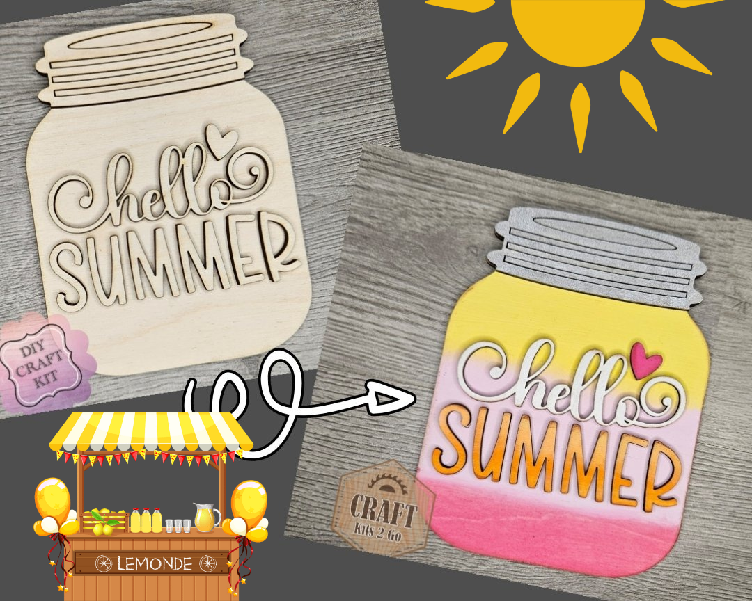 Hello Summer Lemonade Mason Jar Sign | #4644