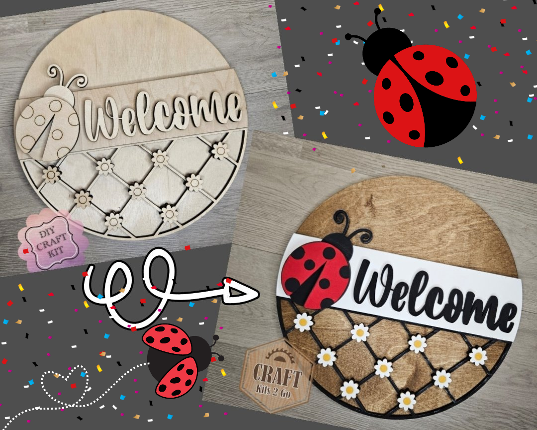 Lady Bug Welcome Sign | #3945