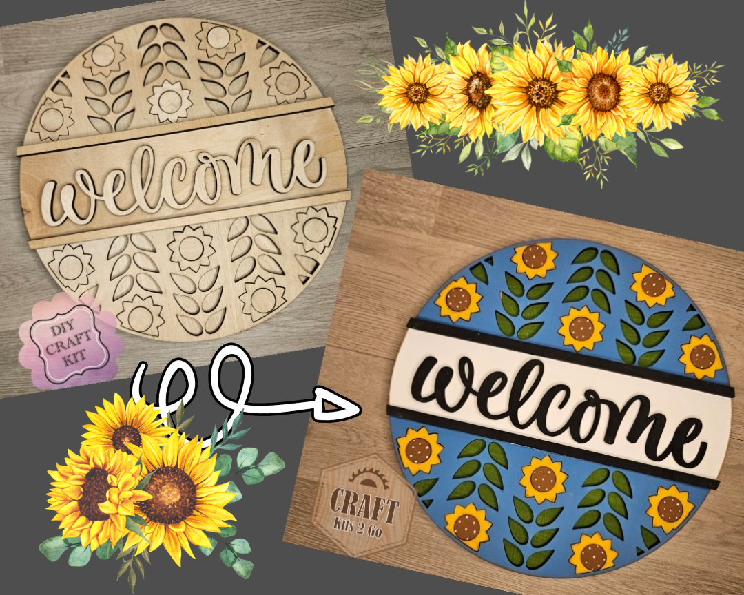 Welcome Sunflower Sign | #4340
