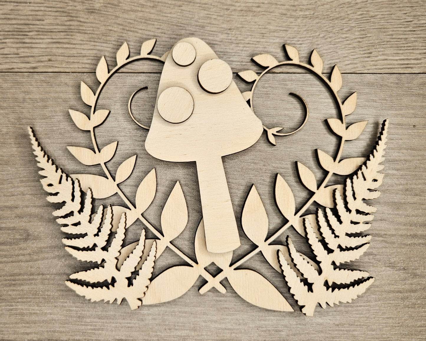 Mushroom with Heart Ferns | #4711