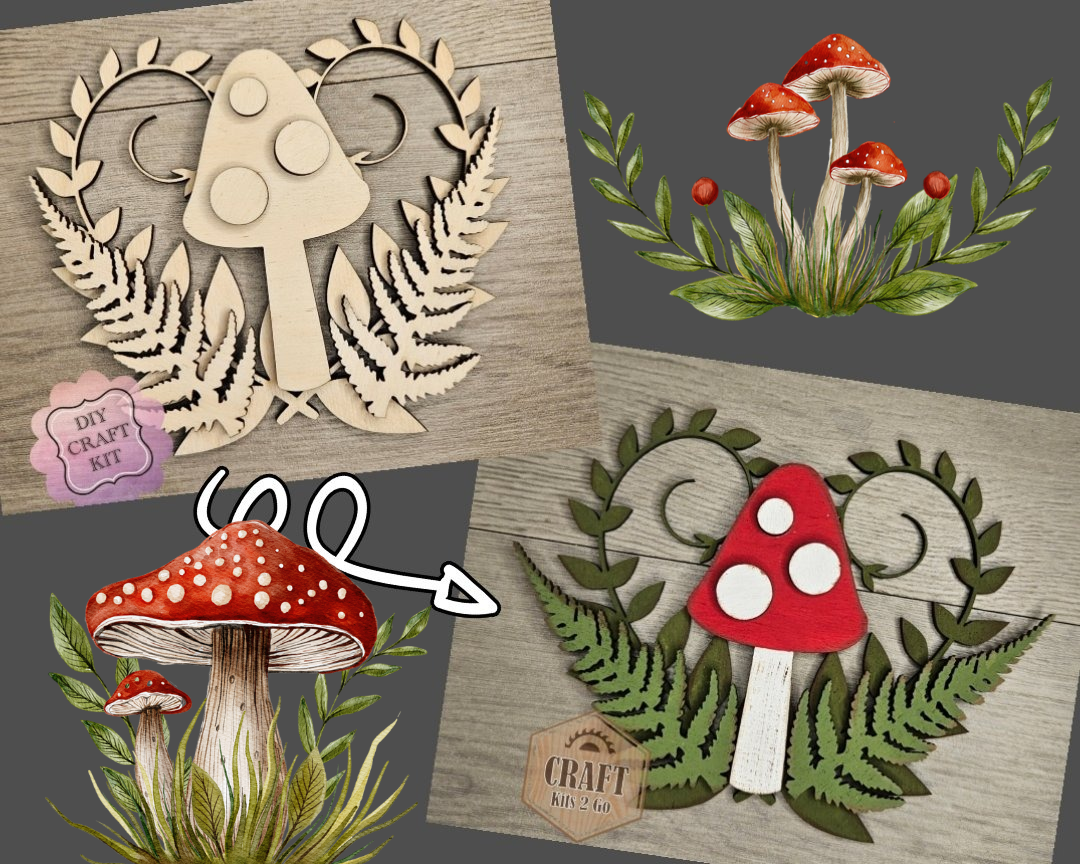 Mushroom with Heart Ferns | #4711