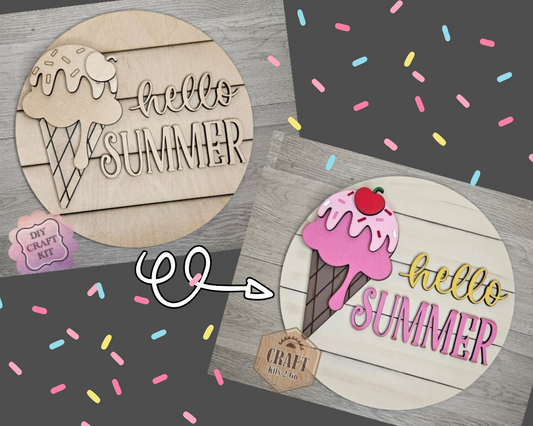 Hello Summer Ice Cream Sign | #4763