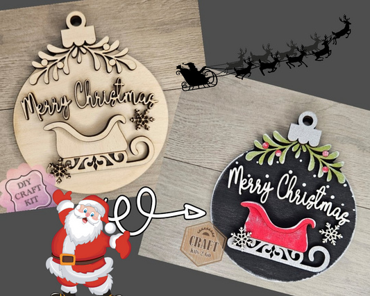Santa Sleigh Ornament | #4463