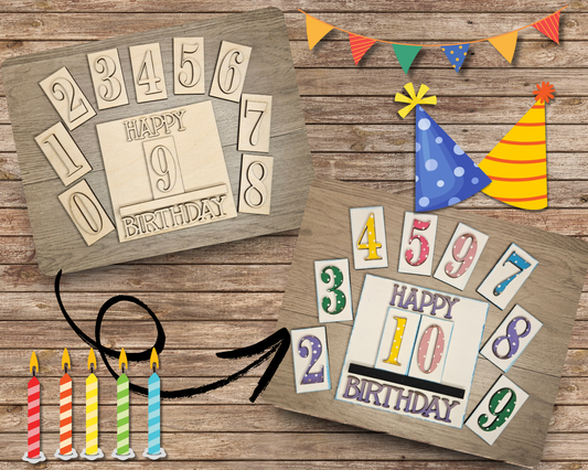 Happy Birthday Interchangeable Number Sign | #2753