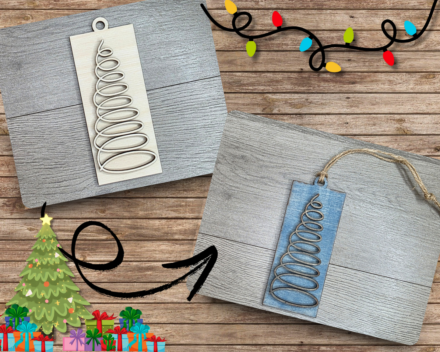 Rustic Christmas Tree Ornament | #2445