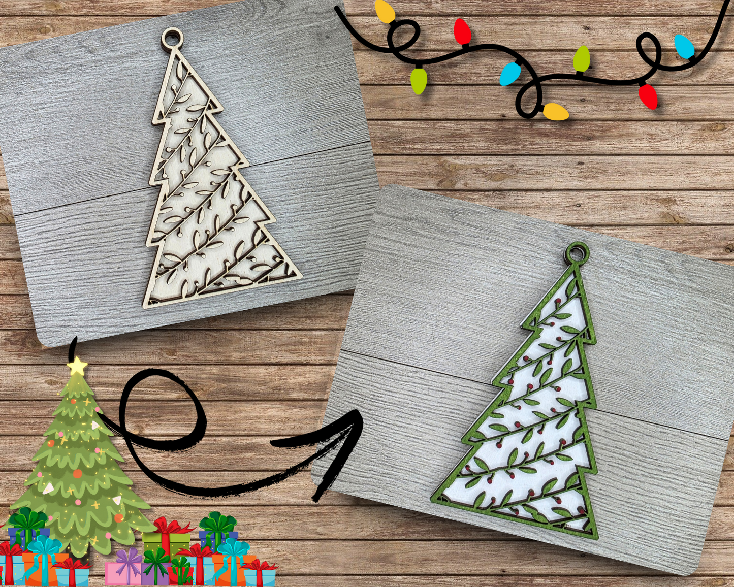 Holly Christmas Tree Ornament | #3172