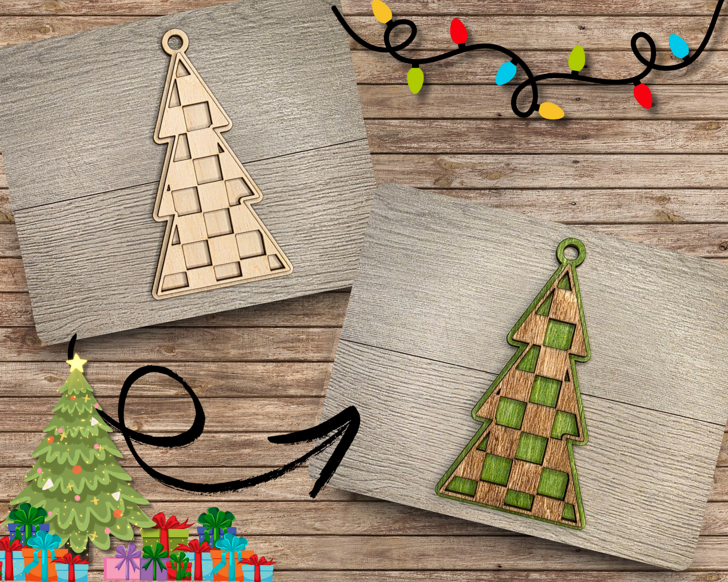 Christmas Tree Checkered Ornament | #5152