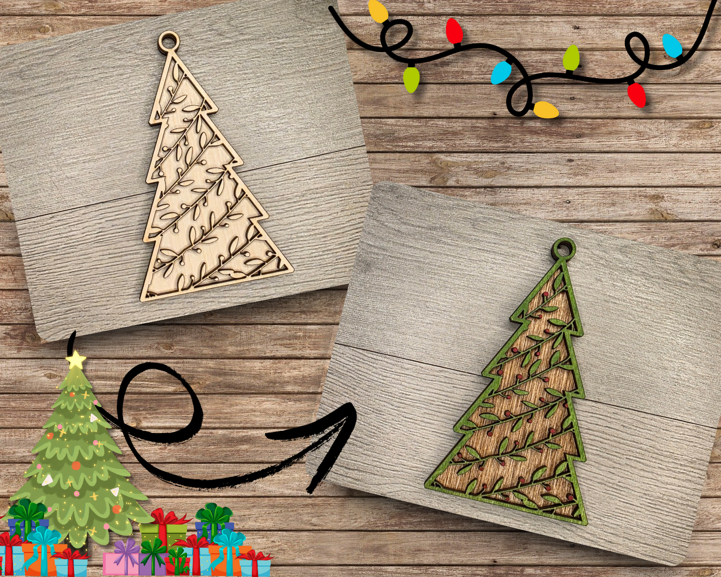 Holly Christmas Tree Ornament | #3172
