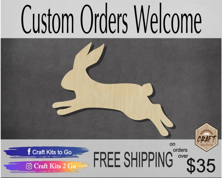 Bunny Cutout Easter Bunny Animal cutouts wood cutouts DIY Paint kit #3850 - Multiple Sizes Available - Unfinished Cutout Shapes