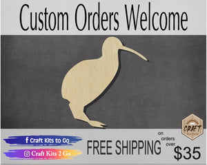 Kiwi Bird Cutout Zoo Animal cutouts wood cutouts DIY Paint kit #3831 - Multiple Sizes Available - Unfinished Cutout Shapes