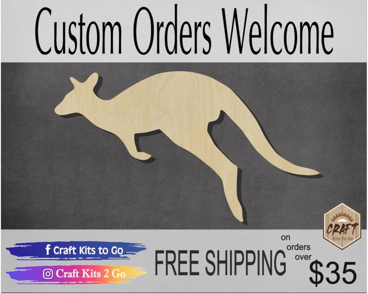 Kangaroo Cutout Zoo Animal cutouts wood cutouts DIY Paint kit #3827 - Multiple Sizes Available - Unfinished Cutout Shapes