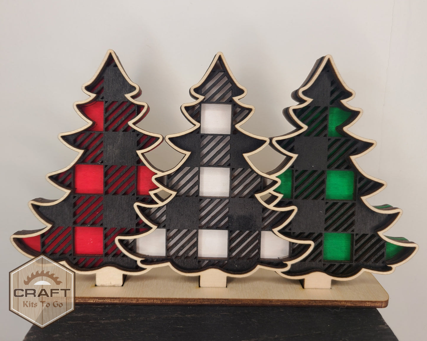 Christmas Plaid Trees Shelf Sitter | #3833