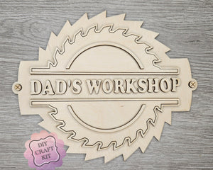 Dad's Garage | Workshop Sign | Father's Day ideas | Dad Gifts | DIY Craft Kits | Paint Party Supplies | #2851