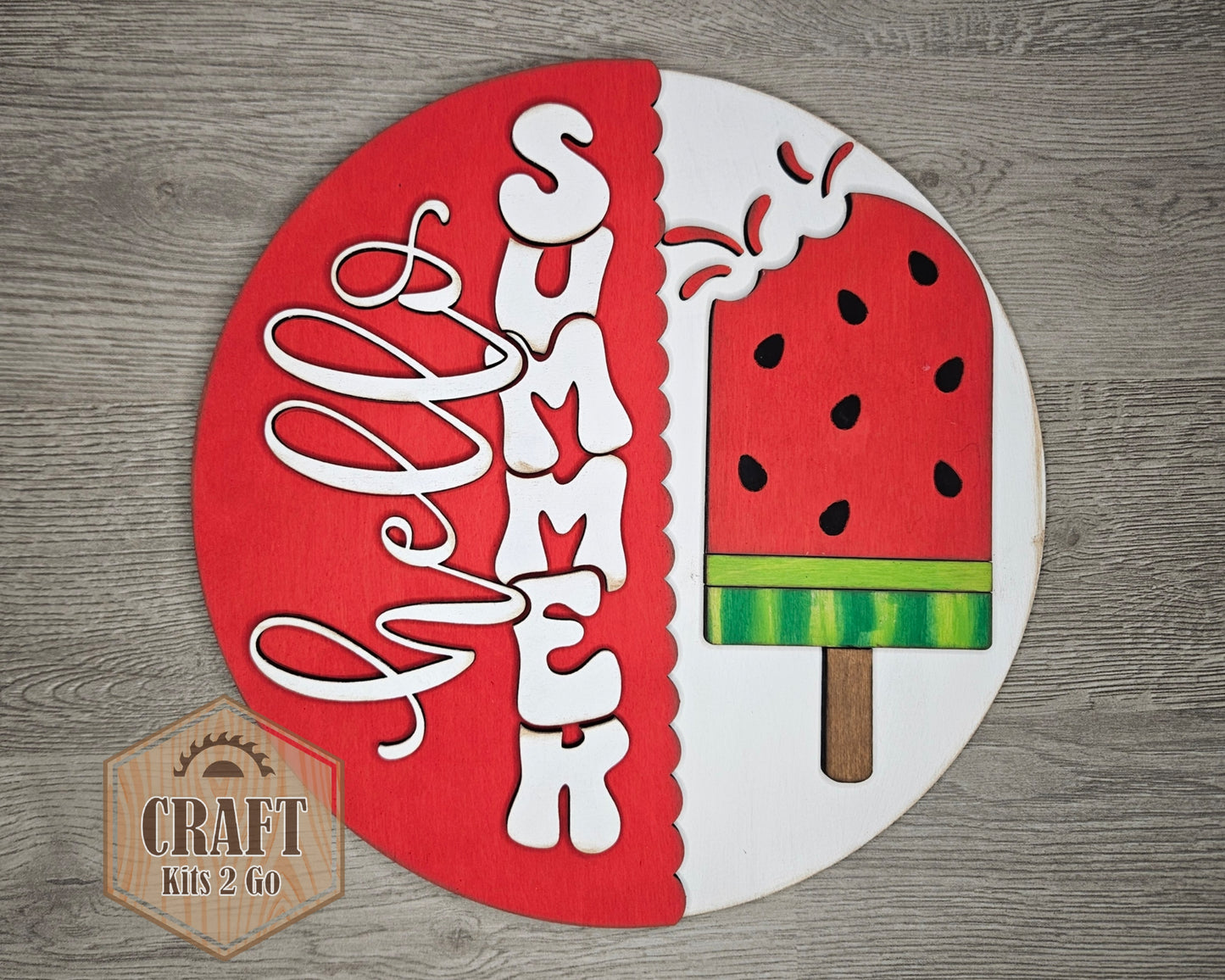 ** SHOW OVERSTOCK SALE ** 10 inch Hello Summer Watermelon Sign | #4354