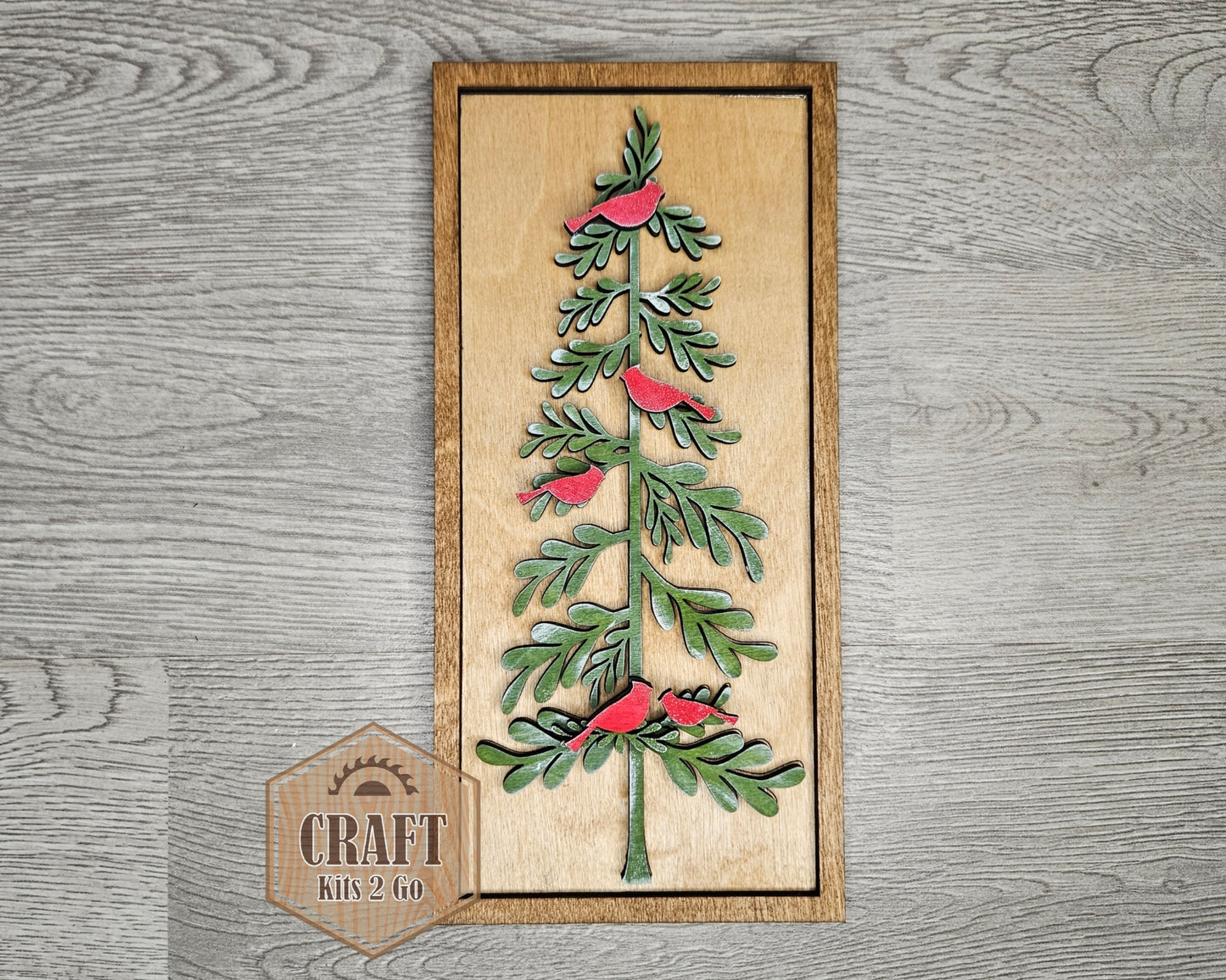 Primitive Christmas Tree with Cardinals | #4498