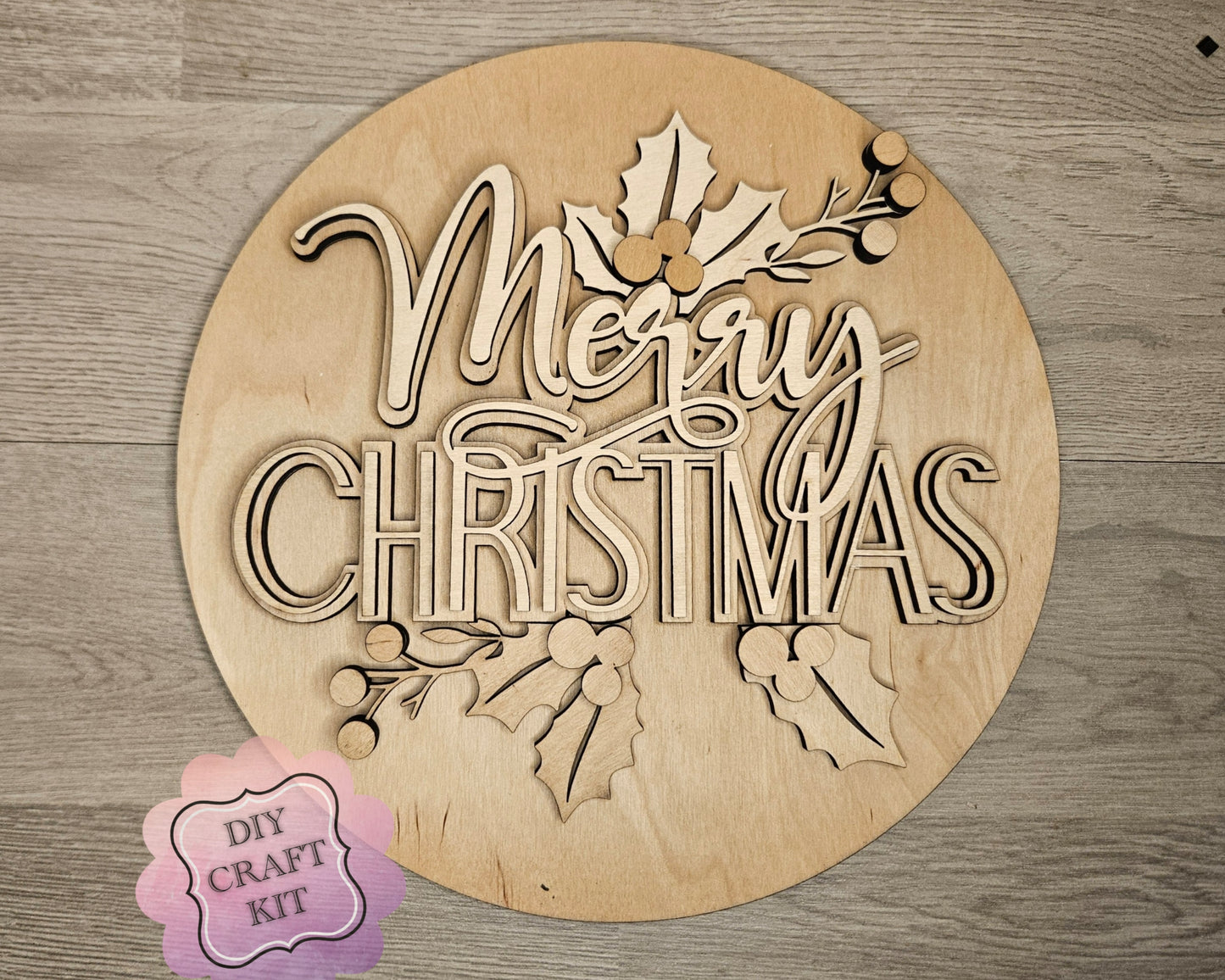 Merry Christmas Holly Sign | #4630
