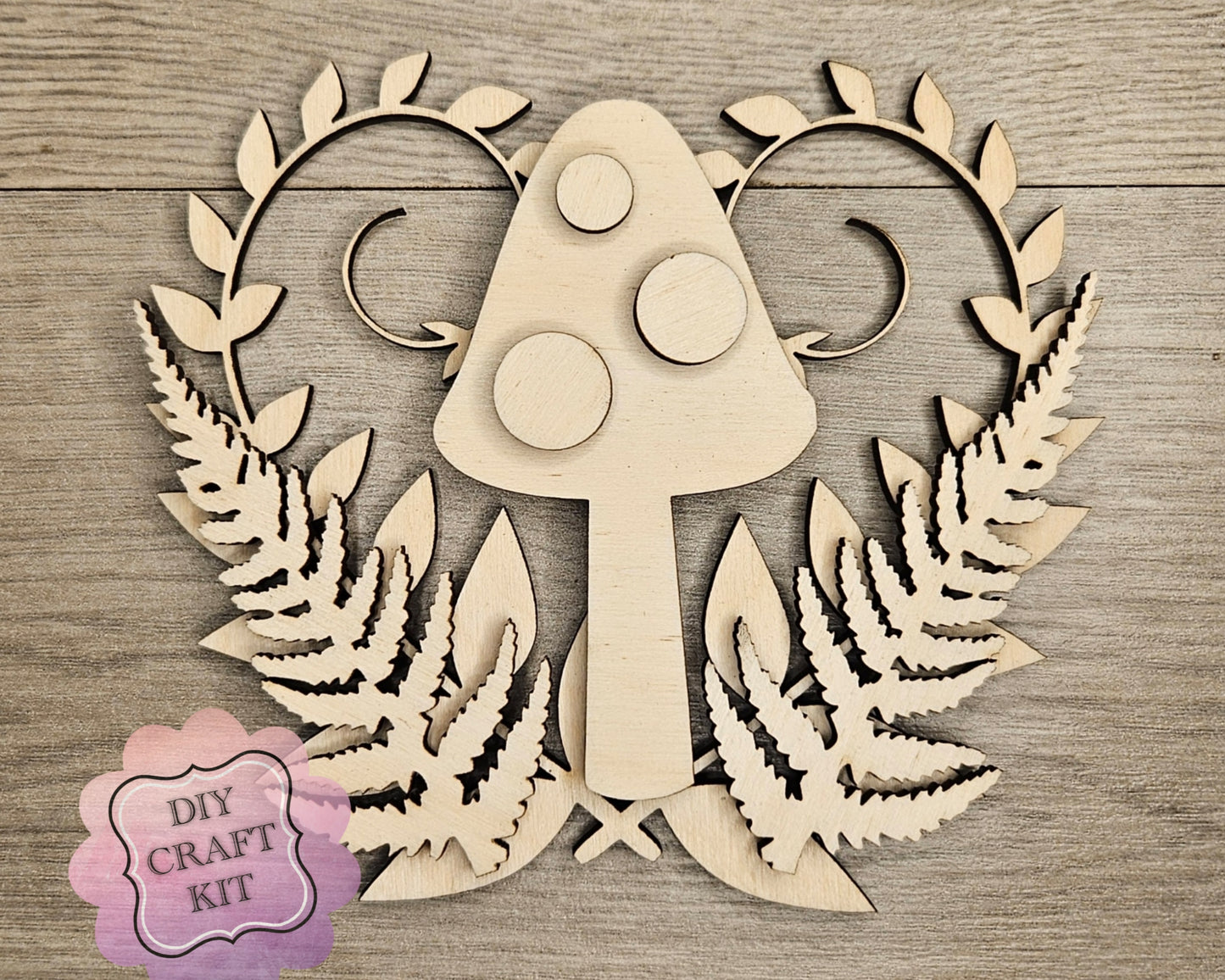 Mushroom with Heart Ferns | #4711