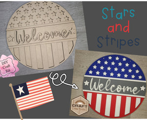 4th of July Welcome Sign | Patriotic Decor | 4th of July Crafts | DIY Craft Kits | Paint Party Supplies | #3138