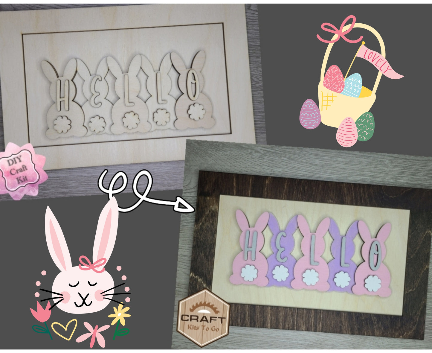 Hello Bunnies Easter Sign | #3083